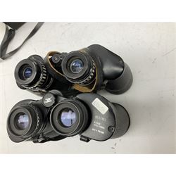 Eleven cased pairs of binoculars, to include Omiya 8x30, Tasco, Esde-Optik 8x40 Weitwinkel, Chinon 10x50 Field. Aico Rapide 8x30, Astralite zoom 6x- 14x32, etc