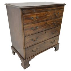 George III mahogany bachelor's chest, moulded rectangular top over slide and four graduating drawers, on bracket feet