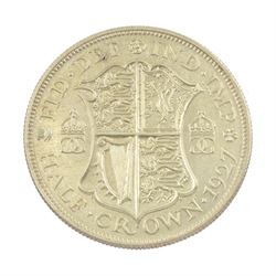 King George V 1927 proof coin set, comprising threepence, sixpence, one shilling, florin, halfcrown and 'wreath' crown, cased