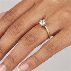 Early 20th century gold diamond ring, set with a single old cut diamond of approx 0.30 carat, stamped 18ct
