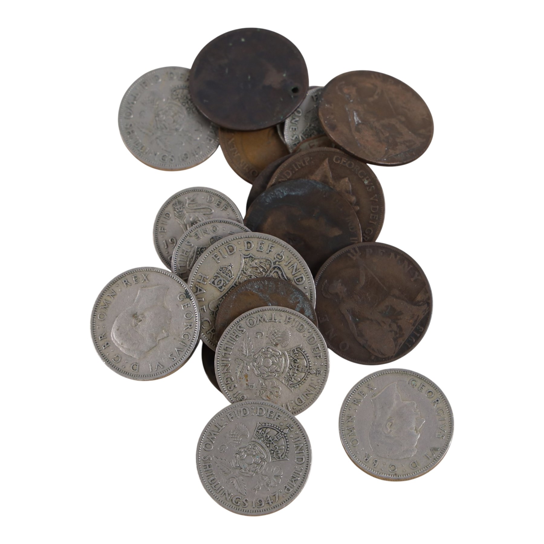 Collection of medals and coins, including Territorial Efficiency Medal, 1889 Amercian Morgan Silver Dollar, 1940 silver shilling, George IV coronation medal, Victorian and Edwardian pennies, commemorative coins etc and a quantity of silver plated cutlery