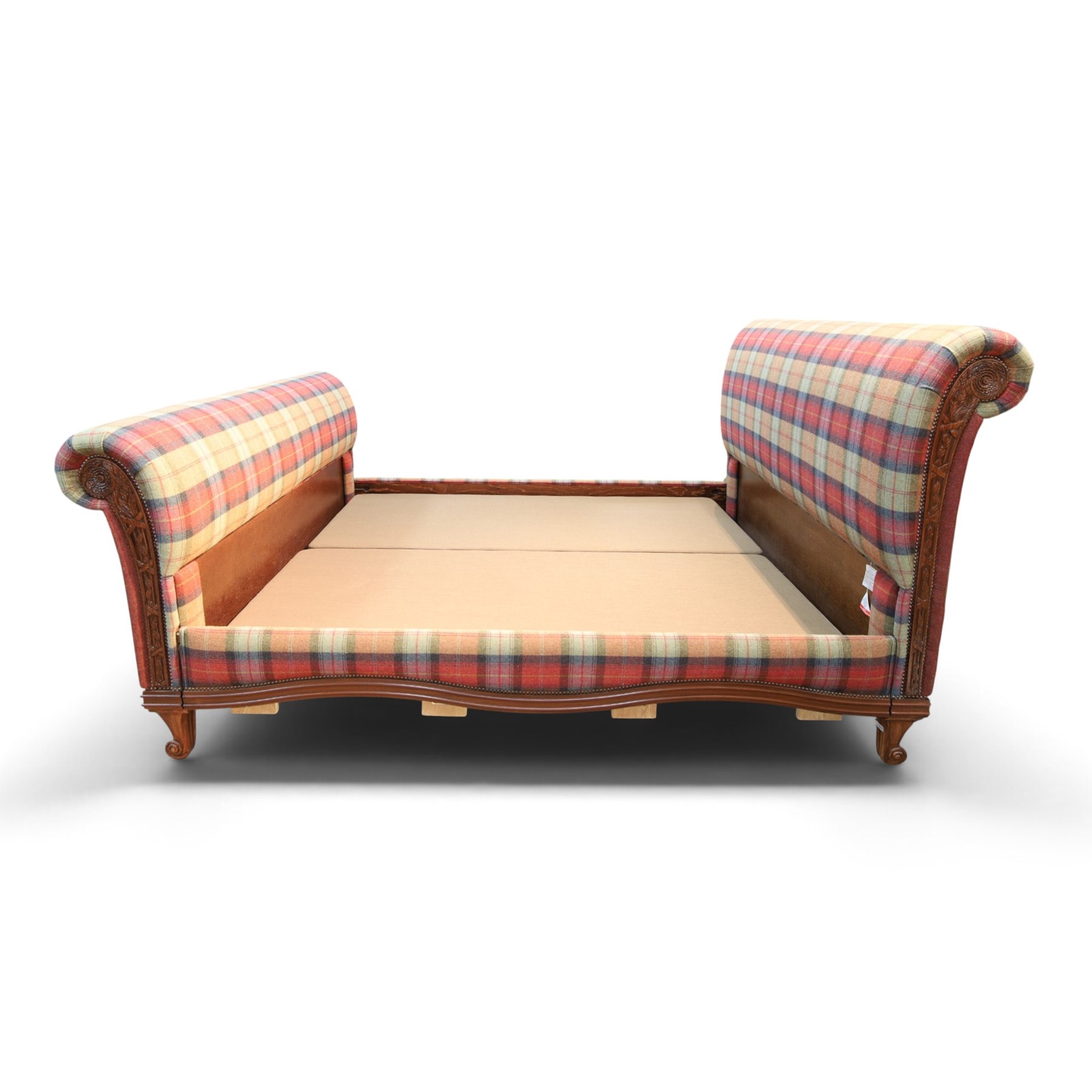 And So To Bed - 'Bonaparte' emperor bed upholstered in tartan fabric