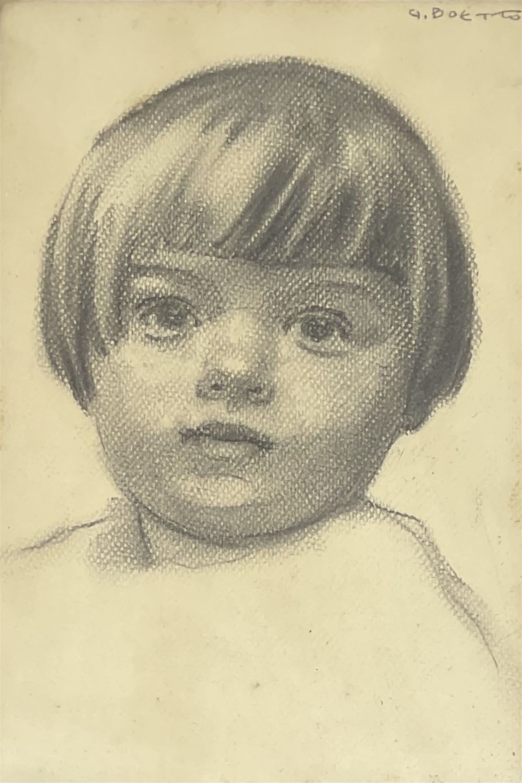 Giulio Boetto (Italian 1894-1967): Portrait of a Child, pencil signed 30cm x 19cm