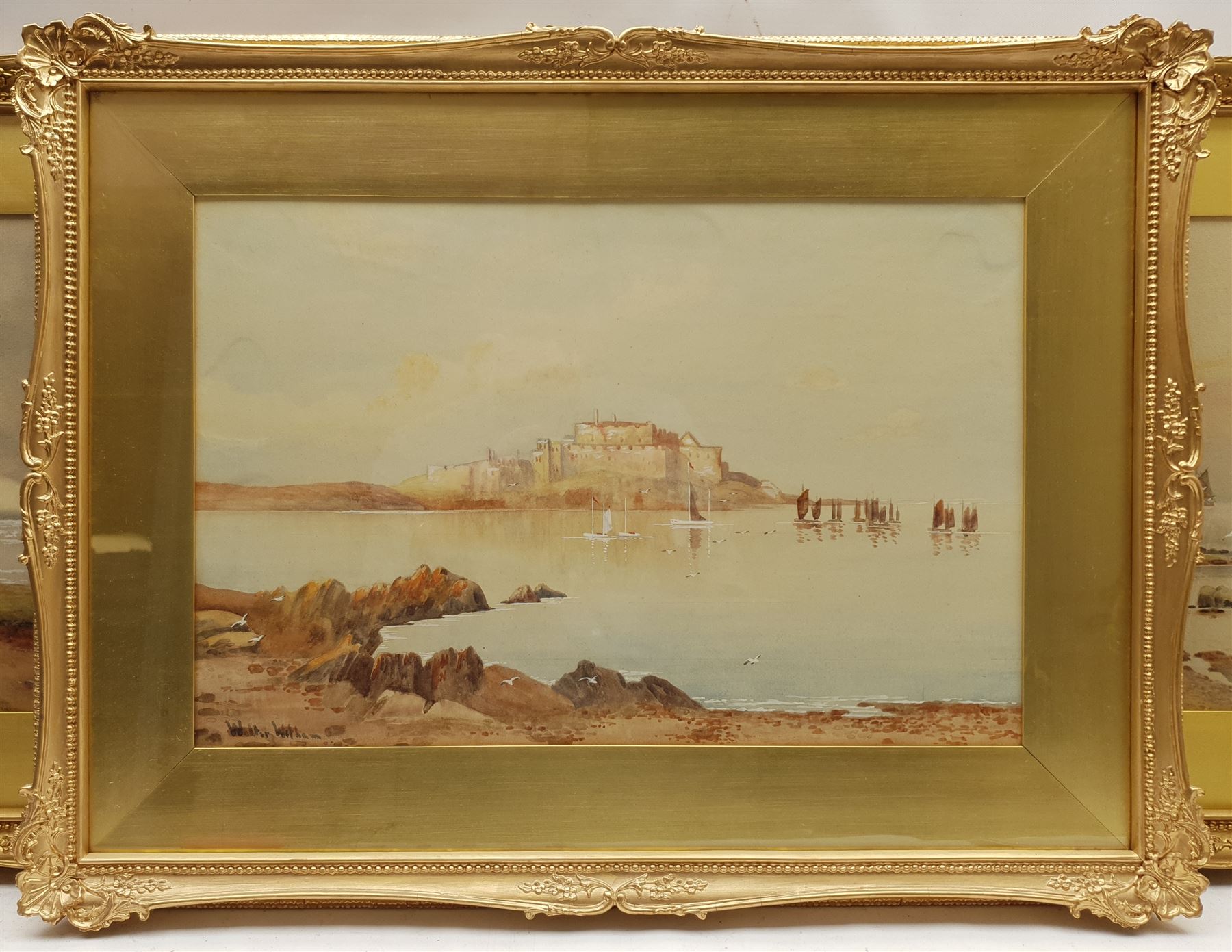 Walter Witham (British exh.1894-1896): Coastal Landscapes, set three watercolours heightened in white signed 29cm x 48cm (3)