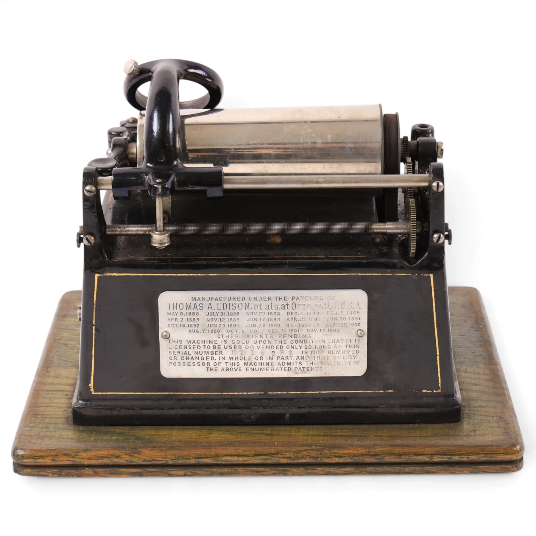 Early 20th century Edison GEM phonograph, in oak case, serial number G115232