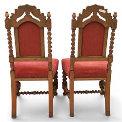 Set of six Victorian high-back dining chairs with spiral turned uprights and supports