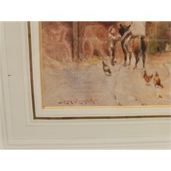 Joshua Fisher (Liverpool 1859-1930): 'Farmyard at Bidston Cheshire', watercolour signed, titled and dated 1911 verso 18cm x 26cm
