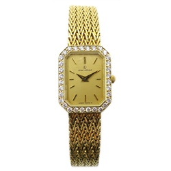  Jean Lassale 14kt gold bracelet wristwatch diamond bezel  