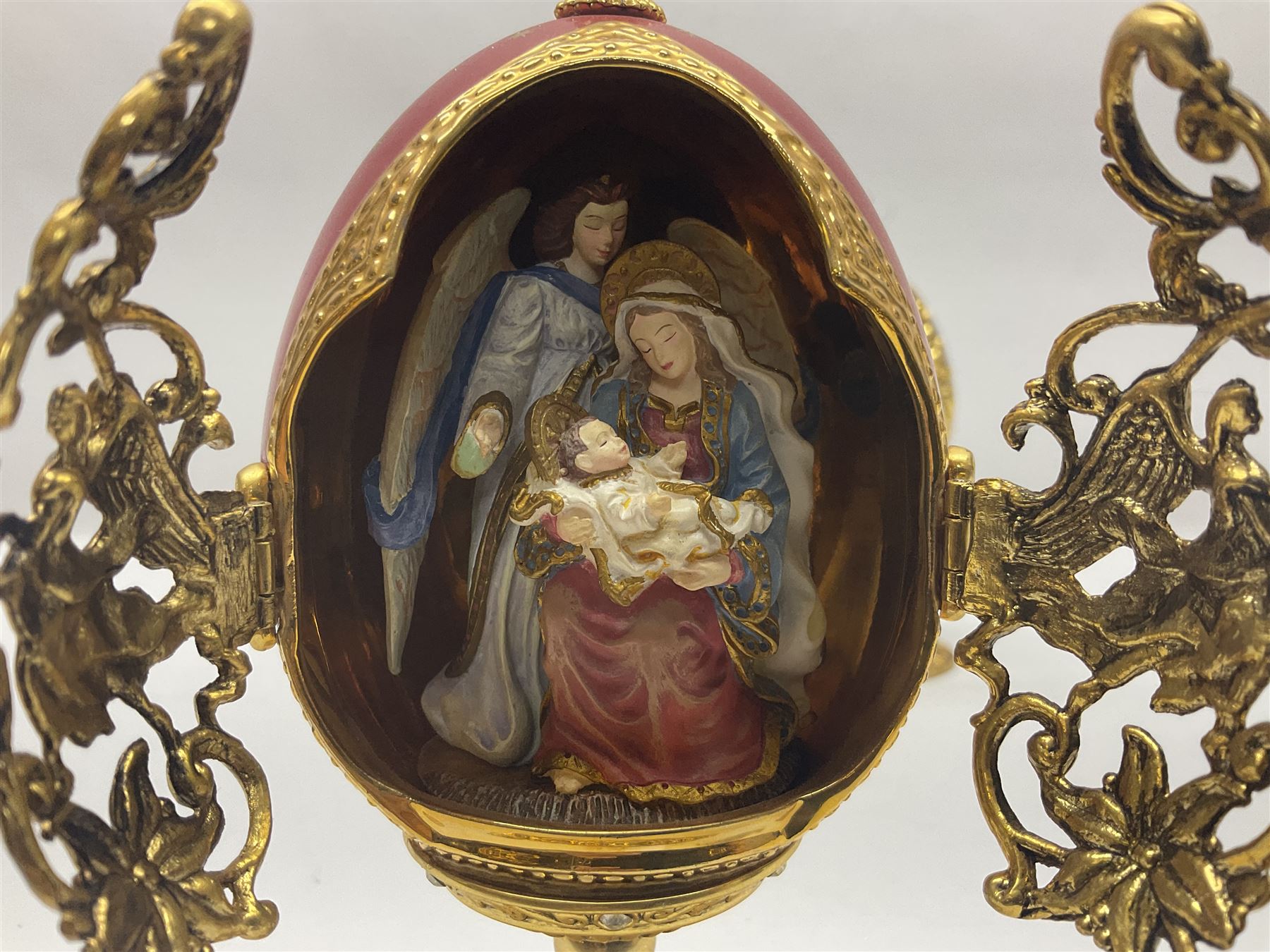 Franklin Mint House of Faberge three collectors eggs, comprising Madonna and Child, The Shepherds Gift and Glorious Adoration 