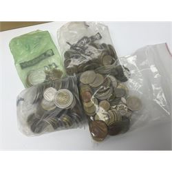Great British and World coins and banknotes, including forty-five euros of notes, pre-decimal pennies, pre-Euro coinage etc