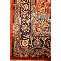 Mahal red ground rug, central medallion with floral field, 360cm x 238cm