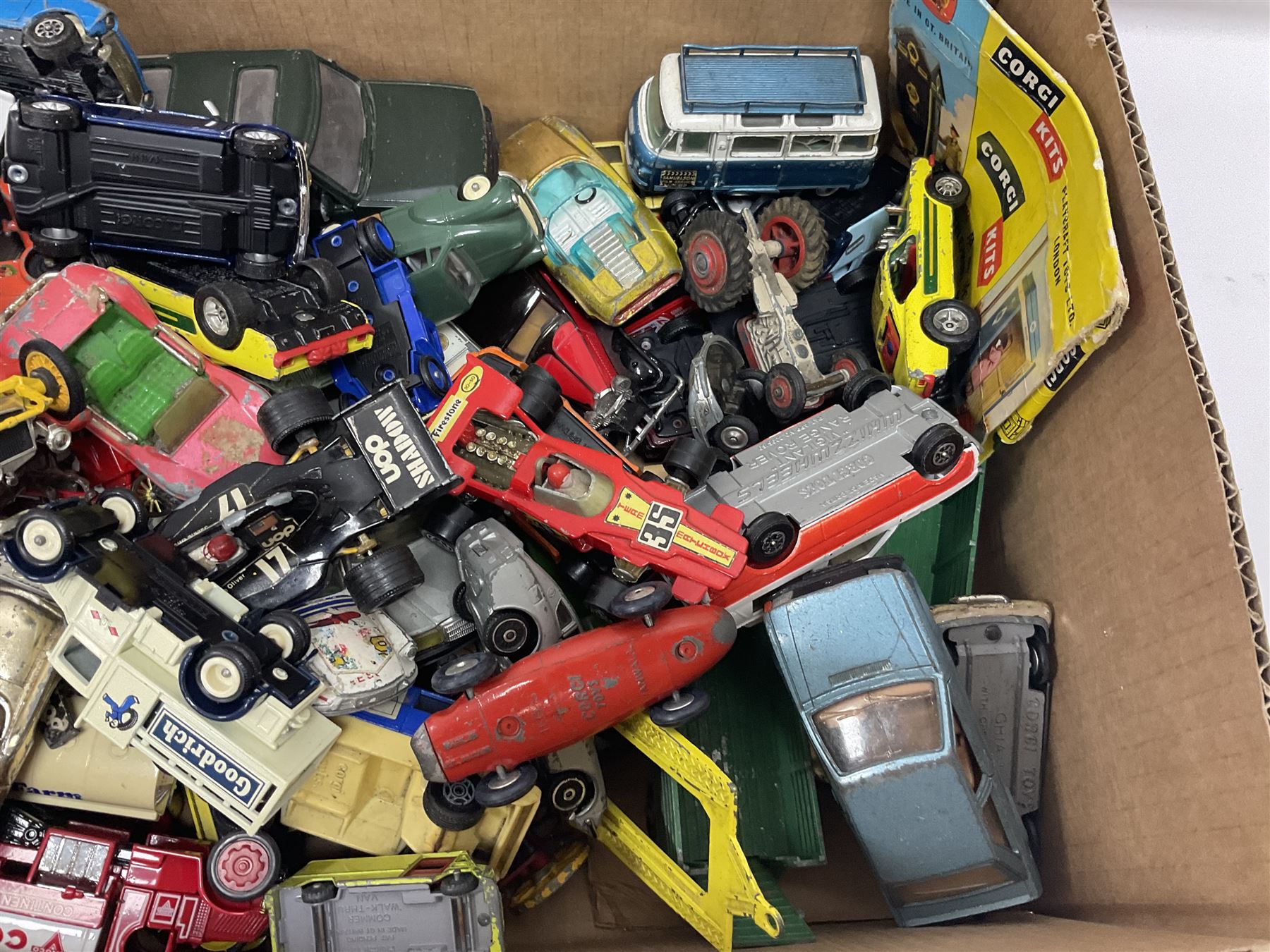 Large quantity of unboxed, playworn, incomplete and repainted die-cast models by various makers