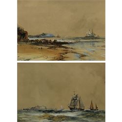 Frank Henry Mason (Staithes Group 1875-1965): Scarborough from Cornelian Bay & Sailing Vessels off the Scarborough Coast, pair watercolours signed 23cm x 34cm (2)