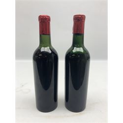 Grand Cru Classe Chateau Kirwan Haut-Medoc 1957 wine, unknown contents and proof, two bottles (2)