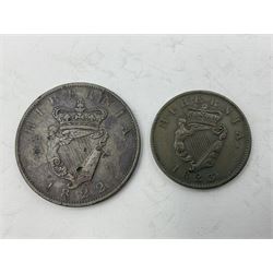 George IV Ireland 1822 penny and 1823 half penny 'Hibernia' coins