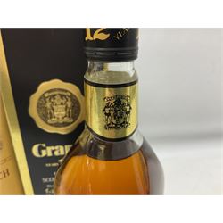 Glenmorangie, ten year old Scotch whisky, 1 litre 43% vol, Grant's twelve year old Scotch whisky 1 litre, 43 G.L and Johnnie Walker Black Label, twelve year old Scotch whisky, 1 litre 43% vol, all boxed (3)