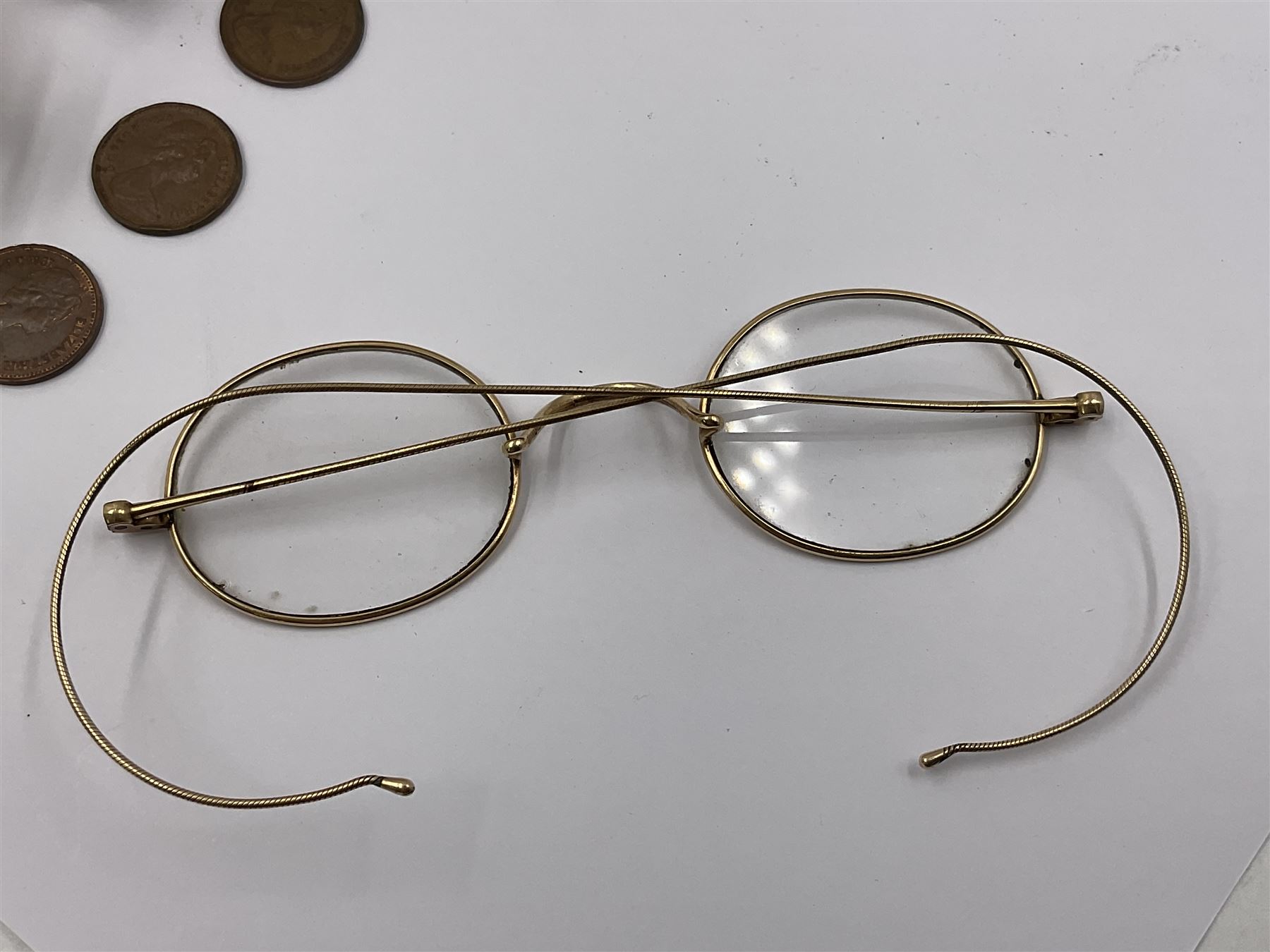 Jaeger-Le Coultre military pocket watch, the back case engraved G.S.T.P 037076, with broad arrow, together with a Pratima stop watch, 9ct gold bar brooch with clip, 9ct gold bangle with metal core, pair of gold plated spectacles and a set of Simmons sovereign scales, in original box