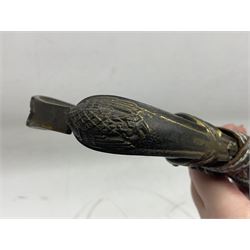 WW2 German Army Prinz Eugen Pattern Officers Dress Sword by Carl Eickhorn, the 80.5cm slightly curving fullered blade with makers name to the ricasso, gilt brass hilt with eagle to the cross-piece and relief of oakleaves to the ferrule, Prinz Eugen style down winged eagle to the pommel of the backstrap; grip retains the original wire binding; in original black painted scabbard with single hanging ring, leather hanger marked 'RZM M5/71 OLC' and silvered knot L97cm overall