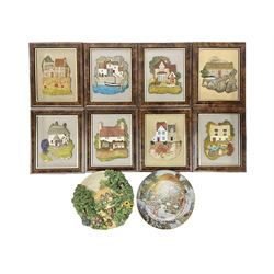 Eight Lilliput Lane framed wall plaques, including Flint Fields, Treven Cove, Fife Ness and Jubilee Lodge, together with three dimensional plate, Cotman Cottage and a Franklin Mint collectors plate 