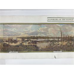 After A. Bastien, very long WW1 panoramic colour print entitled 'Panorama of the Battle of the Yser in 1914' depicting Ypres, Dixmude, Boucle de Tervaete, Nieuport (2) and region des Dunes, flanked by Flags of the Allies 45 x 337cm; unframed