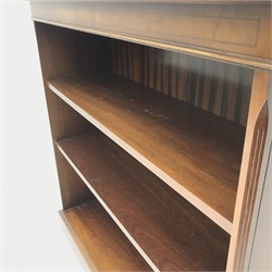 20th century mahogany open bookcase fitted, two adjustable shelves, plinth base, W92cm, H92cm, D30cm