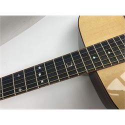 Tanglewood Dreadnought spruce and java wood acoustic guitar the three-piece back with mango spalted wood insert; in Faith hard carrying case; serial no.201147017 L103cm