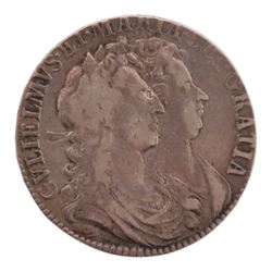 William and Mary 1689 silver half crown coin