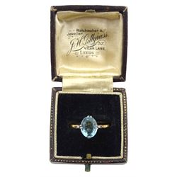 Early 20th century gold single stone blue stone ring, stamped 18ct, makers mark W G & S (possibly William Griffiths & Sons)