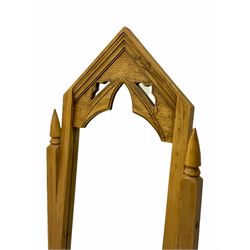 Gothic polished pine cheval dressing mirror
