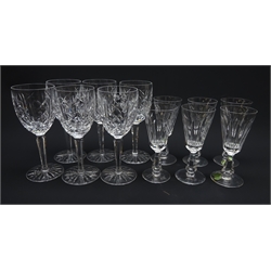  Set of six Waterford Glengarriff pattern wine glasses and six Waterford Sheila pattern port glasses, two with original label (12)  