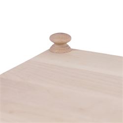 Wooden cheeseboard of rectangular form, upon four turned bun feet, H130cm W29cm