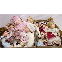  Collection of modern porcelain head dolls including The Leonardo Collection in two boxes  