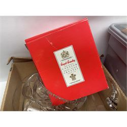 Royal Crown Derby duck, together with Emma Bridgewater mug, Coalport wall plaque and other ceramics and glassware etc, in three boxes 