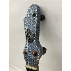 John Grey & Sons banjolele with unusual all over mottled blue and silver textured finish L57cm; in carrying case