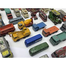 Lesney - approximately forty nine unboxed and playworn die-cast models of various scales with examples from the ‘Matchbox Series’ such as Mercedes Truck No.1, Mercedes Benz ‘Binz’ Ambulance No.2, Stake Truck No.4 etc; further models to include ‘Models of Yesteryear’ 1910 Benz Limousine Y-3, Bedford 7 1/2 Ton Tipper Van No.2, Ford Anglia No. 7 etc 