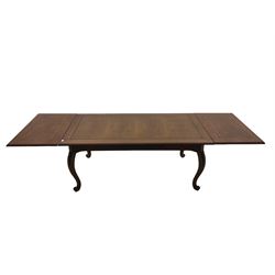 Multi-York - Walnut extending dining table, figured top, two pull out extending leaves