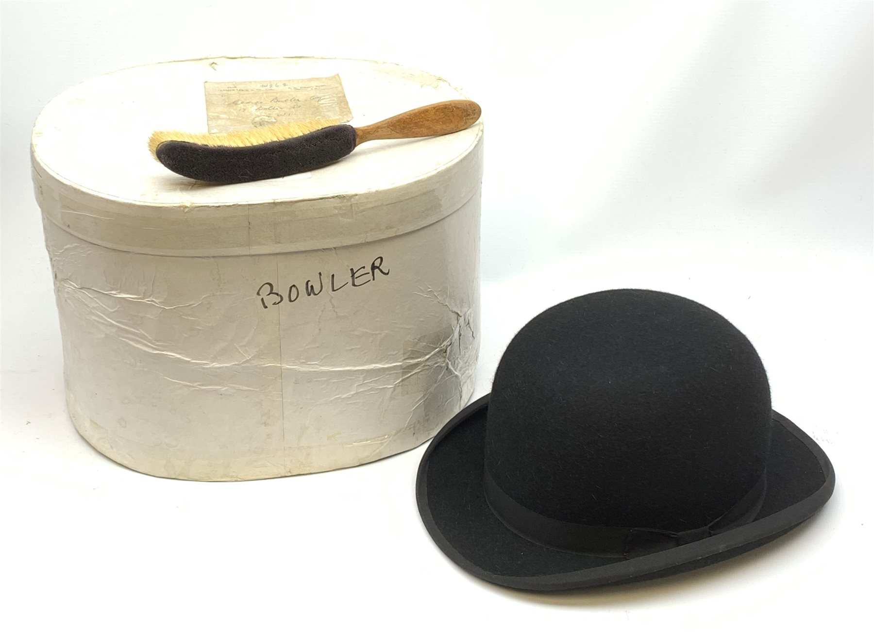 A boxed Lock & Co Hatters St James St London bowler hat, together with a set of Salters cast iron scales with circular brass dial inscribed 'Salters Improved Family Scale, No 50', an early 20th Century Improved Earthenware Inhaler manufactured by S Maw & Son, and a Dr Nelson's Improved Inhaler with stopper. 