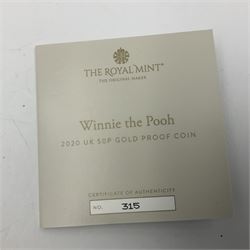 The Royal Mint United Kingdom 2020 'Classic Pooh Winnie the Pooh' gold proof fifty pence coin, cased with certificate