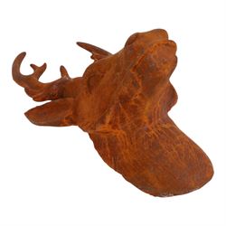 Wall mounted cast iron stag, H66cm