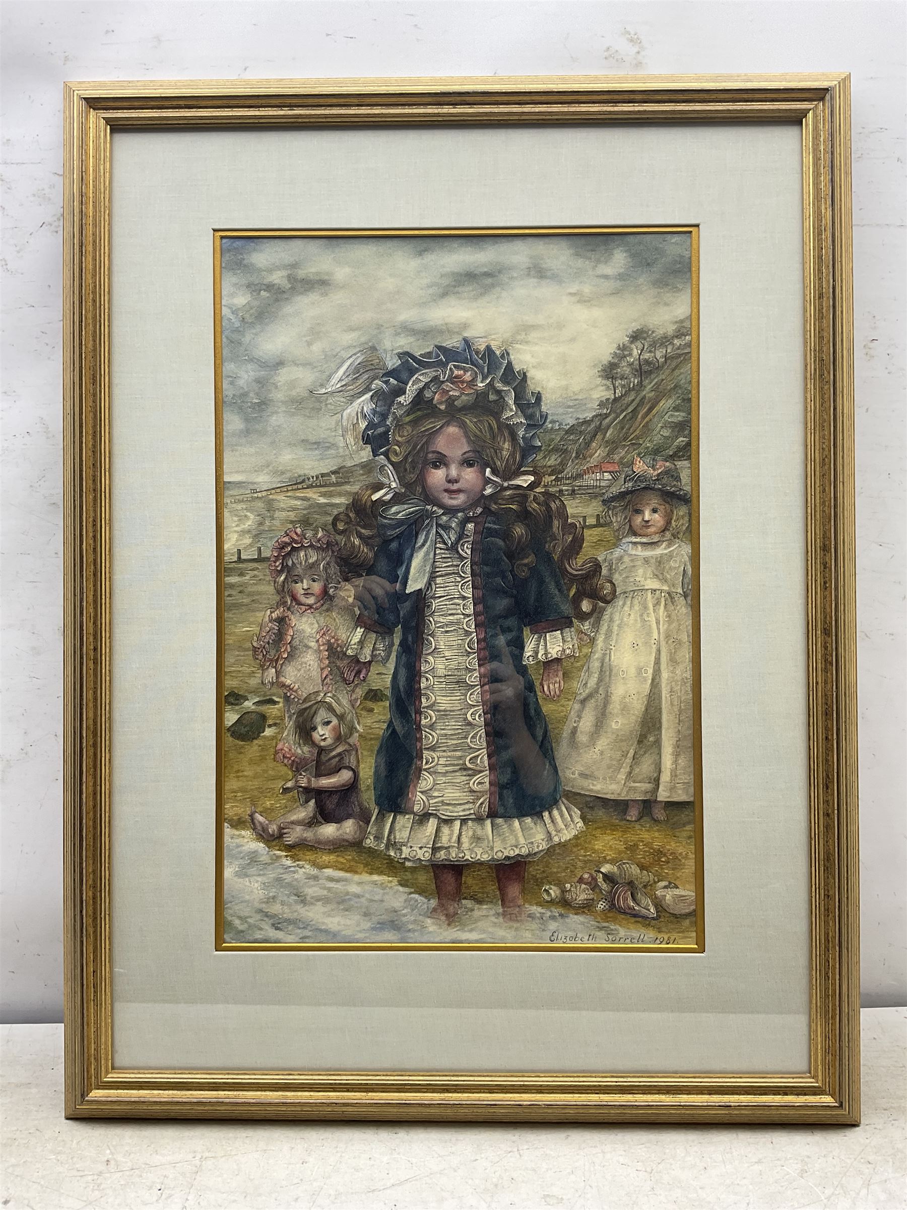 Elizabeth Sorrell (British 1916-1991): 'A Day at the Seaside', watercolour signed and dated 1981, titled verso 53cm x 35cm 