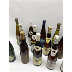 Mixed alcohol including Pieroth Grun-Gold 1983 Klusserather St. Michael Auslese 70cls, Pieroth Blue 1987 Kabinett Nahe 700ml, 7.5%vol etc, various contents and proofs, 18 bottles