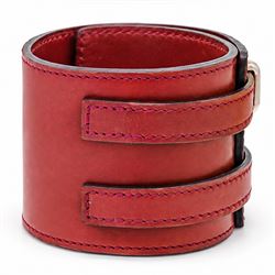 Hermès red leather Bracelet de Force, boxed