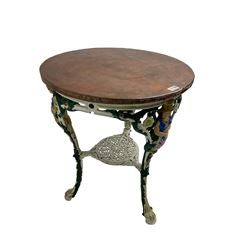 Britannia - cast iron pub table, circular copper top with painted base 