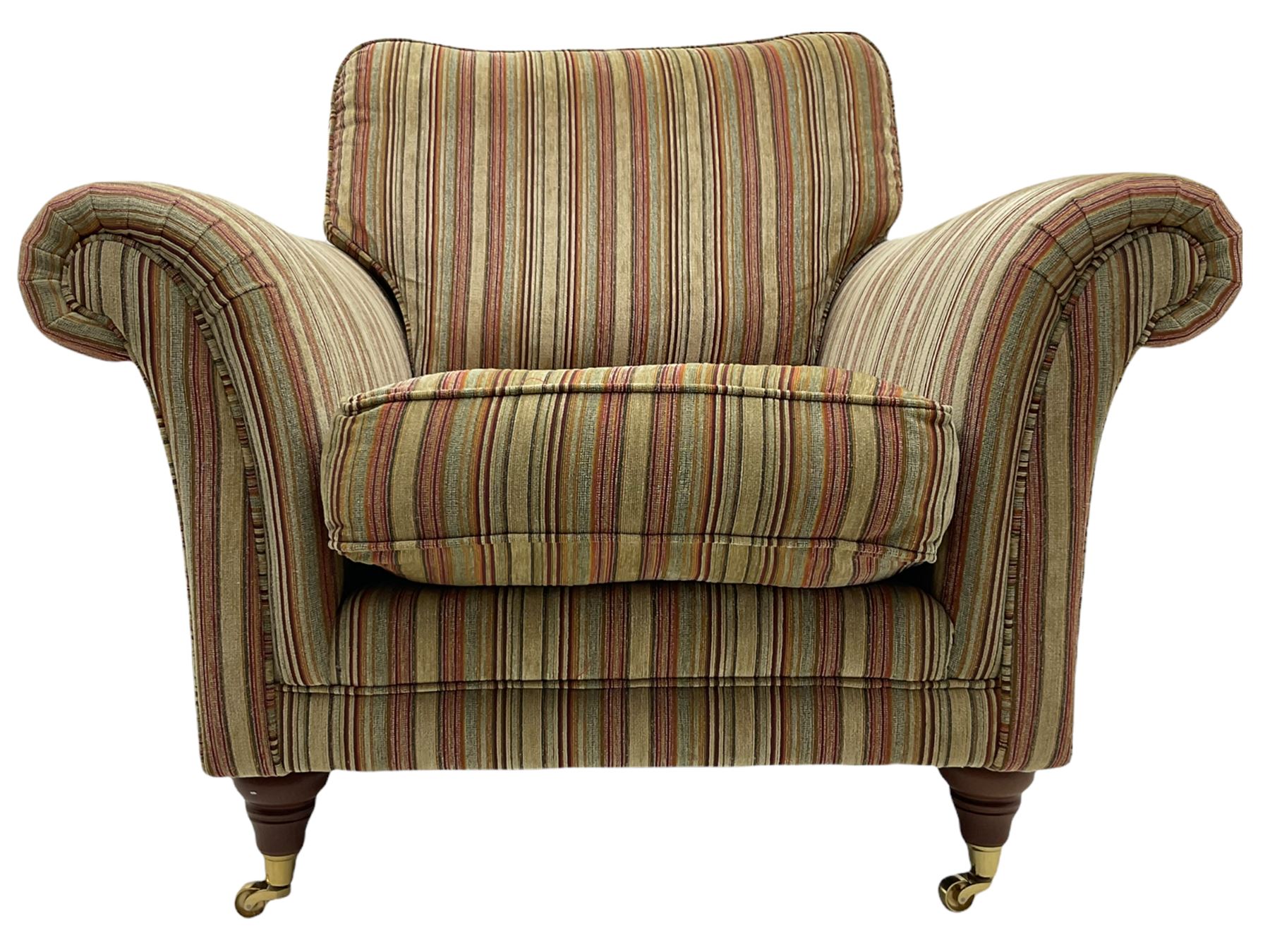 Parker Knoll armchair, upholstered in stripe fabric