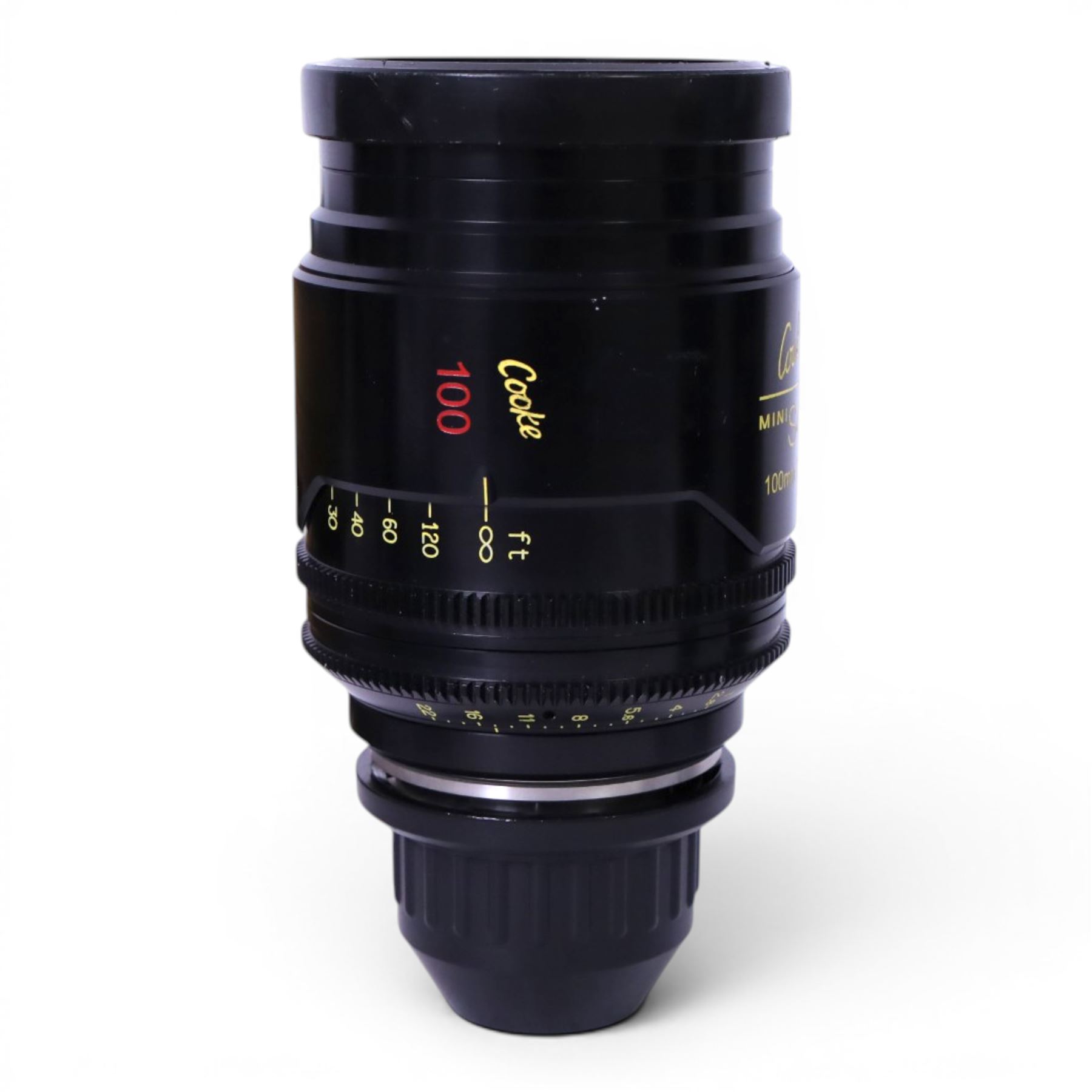 Cooke Mini S4/i 100mm T2.8 prime lens with PL mount, serial no. 8100-0714, with front and back lens caps