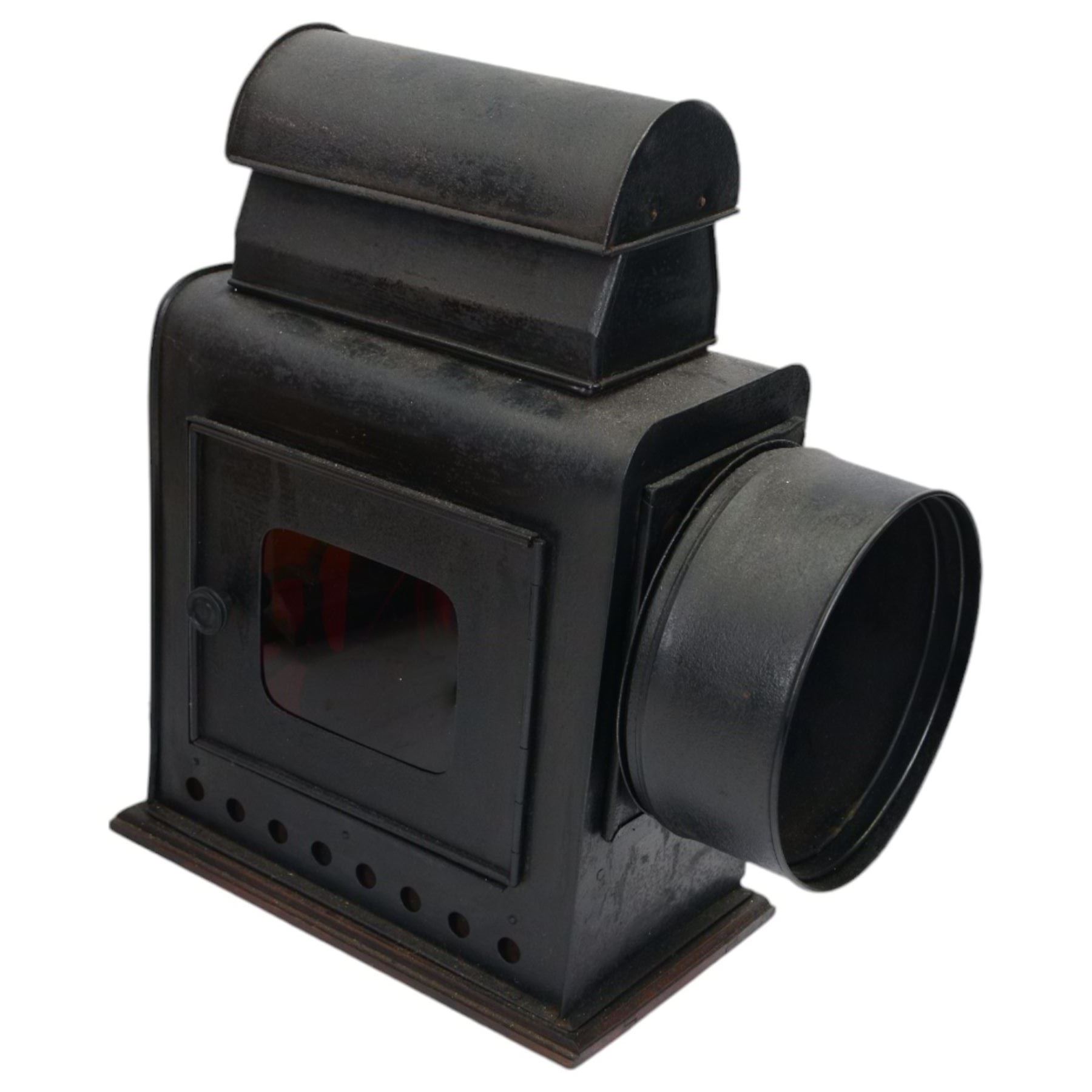 Late Victorian mahogany and tin lantern enlarger, together with a Record Enlarging Easel by The Houghton-Butcher MFC Co. Ltd, London