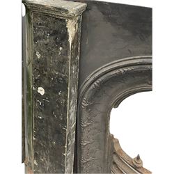 Late 19th century painted stone and marble fire surround, with cast iron inset