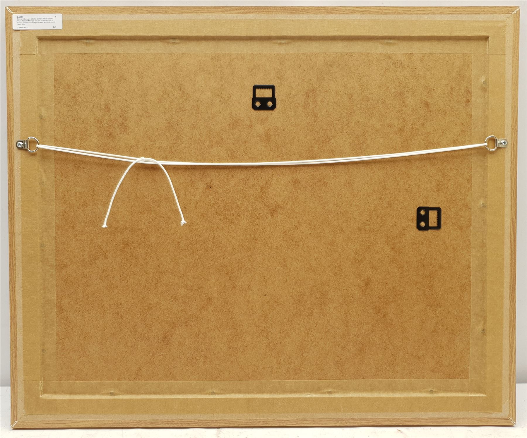 Richard Edward Clarke (British 1878-1954): 'View from Hillthorpe House (Westwood) Scarborough in Snow', watercolour signed titled and inscribed 'with Aunt Emily's love' verso 25cm x 35cm 
Notes: the view shows the Old Boys High School built as the Municipal School in 1900; an Emily Thomas is registered as living in Hillthorpe House in the Bulmer's Directory of 1890