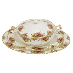 Royal Albert Old Country Roses tea and dinner service, including teapot, coffee pot, milk jug, covered sucrier, six cups and saucers, eight dinner plates, eight soup bowls, sauce boat and saucer etc