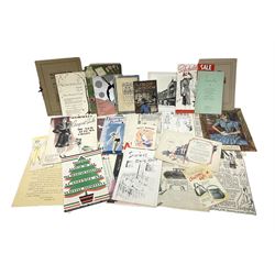 Quantity of paper ephemera relating to Schofields Department Store, The Headrow, Leeds, 1920s - 1950s, including Romance of Schofields 1922, Golden Jubilee Booklet 1951, various catalogues and promotional booklets and leaflets, Christmas offers, greeting cards, marketing and advertising items, menus etc